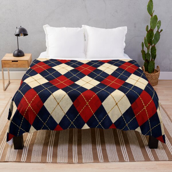 Item preview, Red Navy and Cream Argyle Pattern – Classic Preppy Diamond Textile Art designed and sold by Kaleidoscope Print.