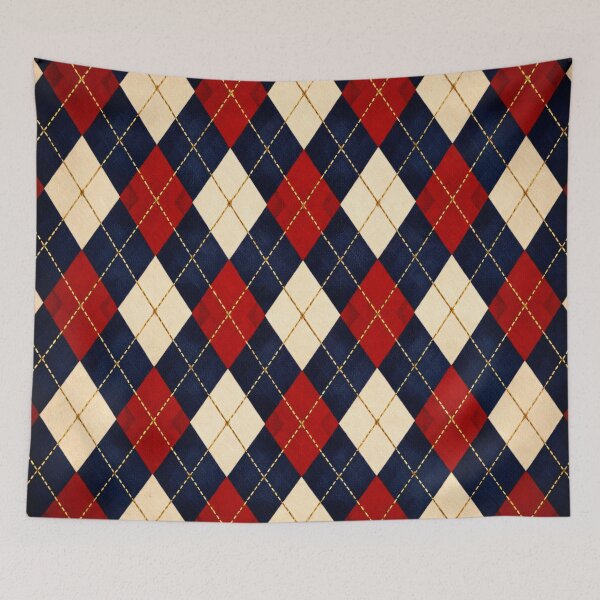 Item preview, Red Navy and Cream Argyle Pattern – Classic Preppy Diamond Textile Art designed and sold by Kaleidoscope Print.