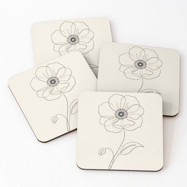 Item preview, Single Anemone Flower | Minimalist Ivory Botanical Print designed and sold by Zaramodo.