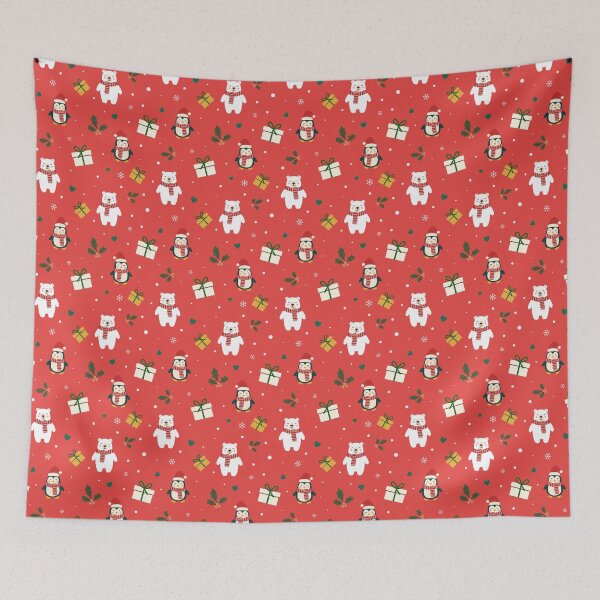 Item preview, Cute Christmas Seamless Pattern with Polar Bear, Penguin, and Holiday Gifts designed and sold by The Flat Lab.