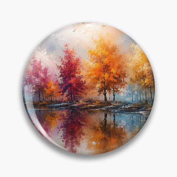 Item preview, Autumn’s Prismatic Mirror - Vibrant Fall Landscape Lake Reflection designed and sold by Joey Santiago.