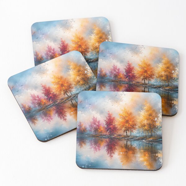 Item preview, Autumn’s Prismatic Mirror - Vibrant Fall Landscape Lake Reflection designed and sold by Joey Santiago.