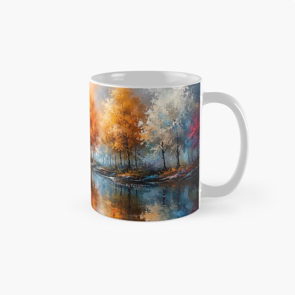 Item preview, Autumn’s Prismatic Mirror - Vibrant Fall Landscape Lake Reflection designed and sold by Joey Santiago.