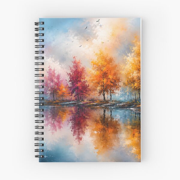 Item preview, Autumn’s Prismatic Mirror - Vibrant Fall Landscape Lake Reflection designed and sold by Joey Santiago.