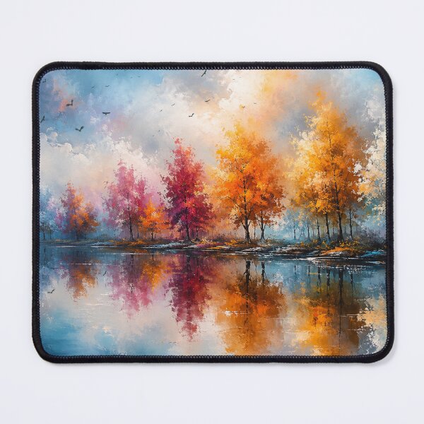 Item preview, Autumn’s Prismatic Mirror - Vibrant Fall Landscape Lake Reflection designed and sold by Joey Santiago.