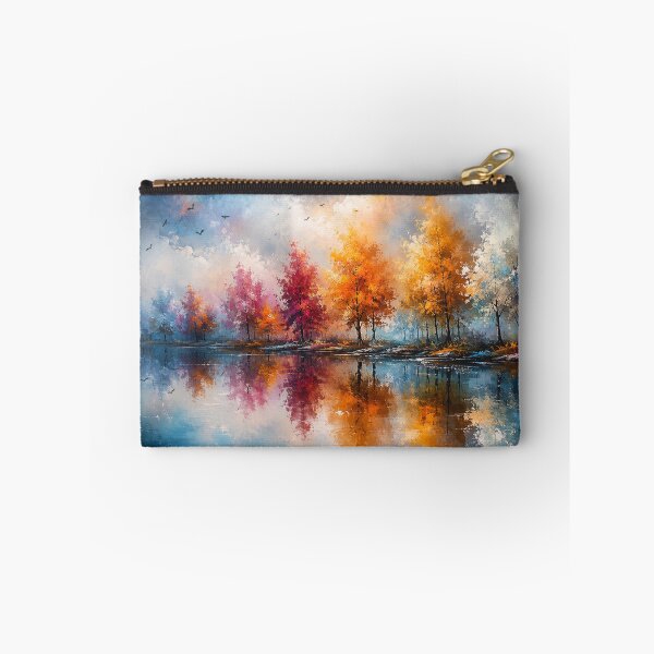 Item preview, Autumn’s Prismatic Mirror - Vibrant Fall Landscape Lake Reflection designed and sold by Joey Santiago.