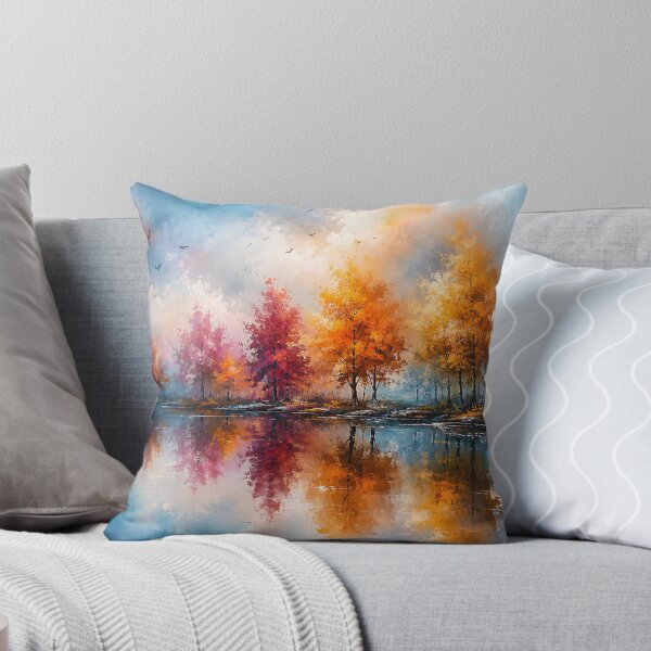 Item preview, Autumn’s Prismatic Mirror - Vibrant Fall Landscape Lake Reflection designed and sold by Joey Santiago.
