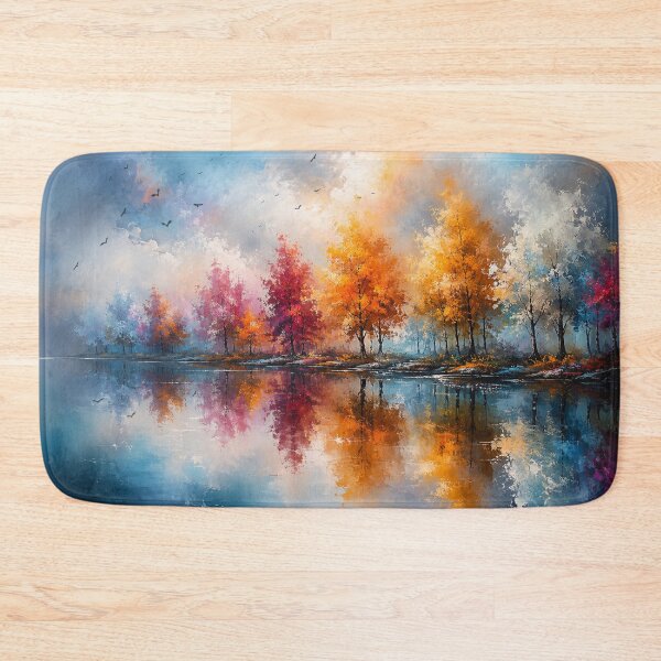 Item preview, Autumn’s Prismatic Mirror - Vibrant Fall Landscape Lake Reflection designed and sold by Joey Santiago.