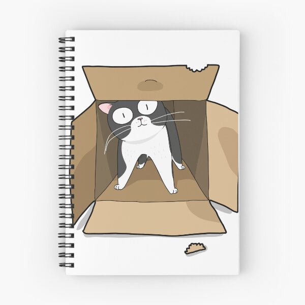 Item preview, Funny Wide Eyed Tuxedo Cat In Cardboard Box Chewed Box Art designed and sold by The Upside Down.