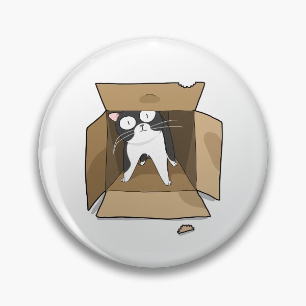Item preview, Funny Wide Eyed Tuxedo Cat In Cardboard Box Chewed Box Art designed and sold by The Upside Down.