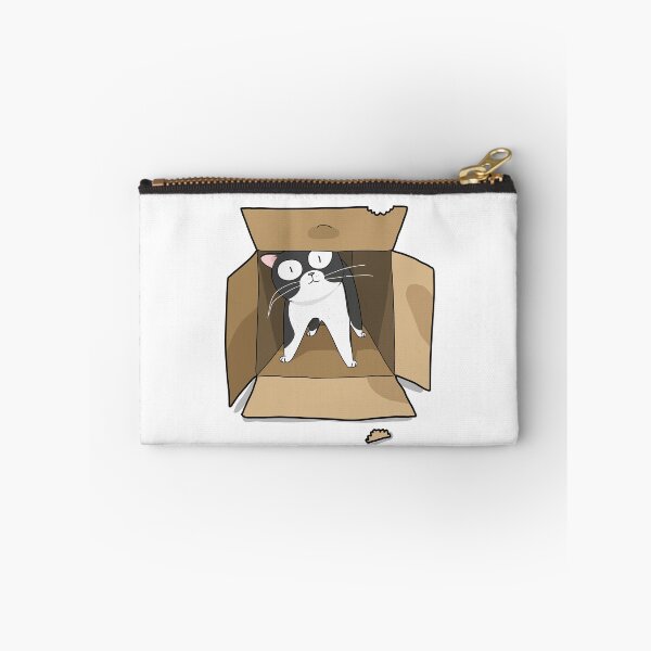 Item preview, Funny Wide Eyed Tuxedo Cat In Cardboard Box Chewed Box Art designed and sold by The Upside Down.