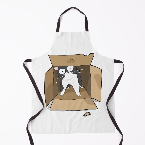 Item preview, Funny Wide Eyed Tuxedo Cat In Cardboard Box Chewed Box Art designed and sold by The Upside Down.