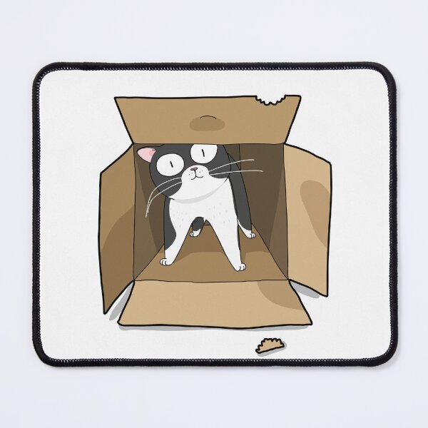 Item preview, Funny Wide Eyed Tuxedo Cat In Cardboard Box Chewed Box Art designed and sold by The Upside Down.