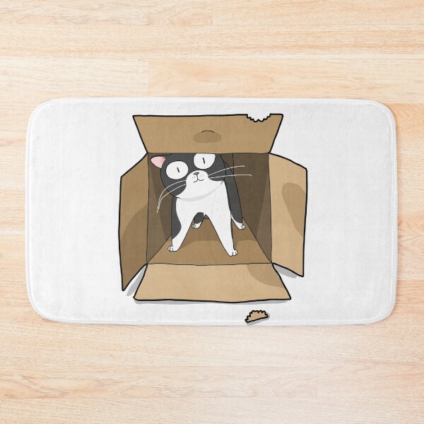 Item preview, Funny Wide Eyed Tuxedo Cat In Cardboard Box Chewed Box Art designed and sold by The Upside Down.