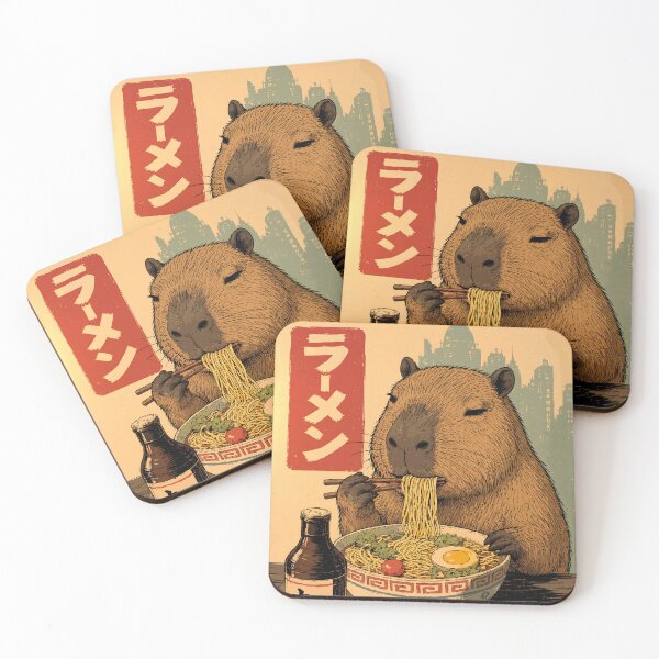 Item preview, Vintage Japanese Capybara Eating Ramen Noodle Retro Ukiyo-e Style  designed and sold by FaizArtShop.