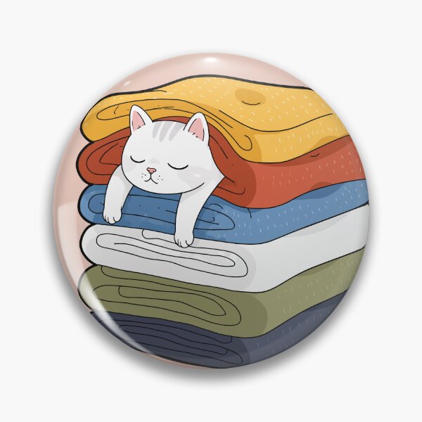 Item preview, Cozy White Cat Sleeping In Warm Folded Laundry Pile Cute Graphic Art designed and sold by The Upside Down.