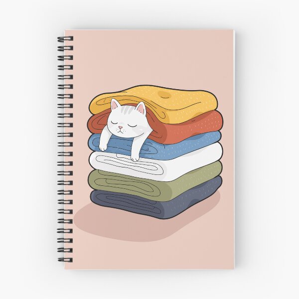 Item preview, Cozy White Cat Sleeping In Warm Folded Laundry Pile Cute Graphic Art designed and sold by The Upside Down.