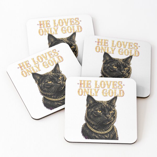 Item preview, Bombay Cat He Loves Only Gold - Luxury Black Cat Art designed and sold by Ghostlycats2026.