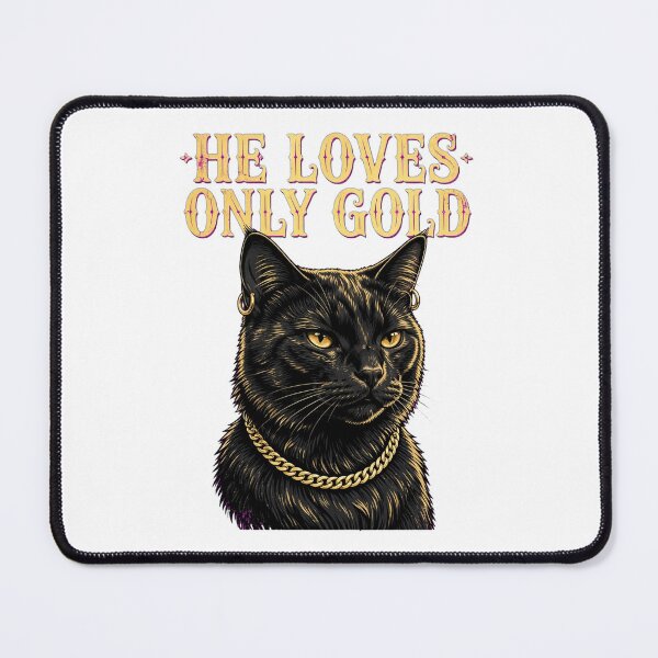 Item preview, Bombay Cat He Loves Only Gold - Luxury Black Cat Art designed and sold by Ghostlycats2026.