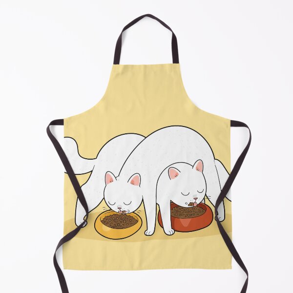 Item preview, Funny White Cats Tangled Eating Food Bowls Comic Sibling Graphic Art designed and sold by The Upside Down.