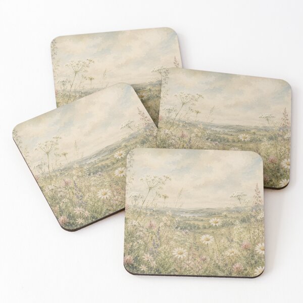 Item preview, Wildflower Meadow Oil Painting Soft Vintage Landscape designed and sold by Jozefin's Studio.