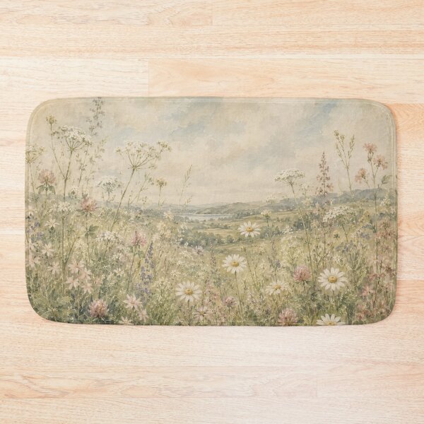 Item preview, Wildflower Meadow Oil Painting Soft Vintage Landscape designed and sold by Jozefin's Studio.