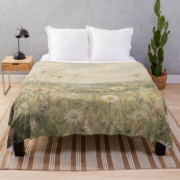 Item preview, Wildflower Meadow Oil Painting Soft Vintage Landscape designed and sold by Jozefin's Studio.