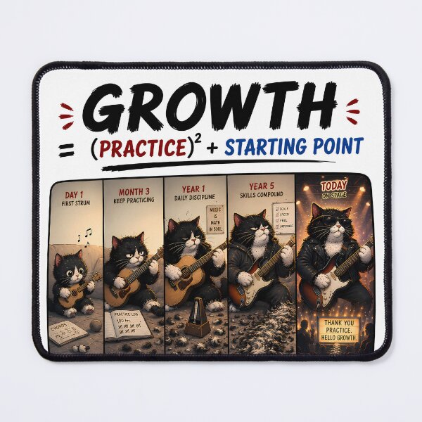 Item preview, THE EQUATION OF GROWTH | Funny Guitar Cat Physics Pun designed and sold by ianm1028.