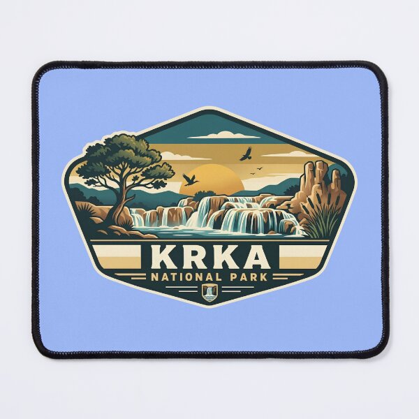 Item preview, Krka National Park Croatia Waterfalls Vintage Retro Travel Badge designed and sold by LittleArij.