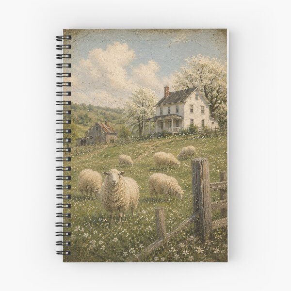 Item preview, Vintage Pastoral Oil Painting Sheep in Meadow designed and sold by Jozefin's Studio.