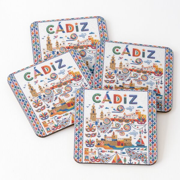 Item preview, Cadiz Spain Embroidered Travel Art - Andalusia Coastal City Illustration designed and sold by Witsprings.