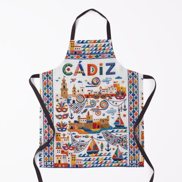 Item preview, Cadiz Spain Embroidered Travel Art - Andalusia Coastal City Illustration designed and sold by Witsprings.