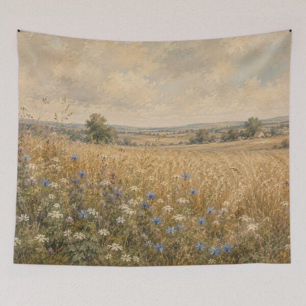 Item preview, Wildflower Meadow Oil Painting Golden Summer Field designed and sold by Jozefin's Studio.