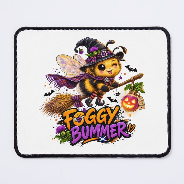 Item preview, Foggy Bummer – Funny Scottish Halloween Bee Witch | Cute Spooky Neep designed and sold by SMalcolmDesigns.