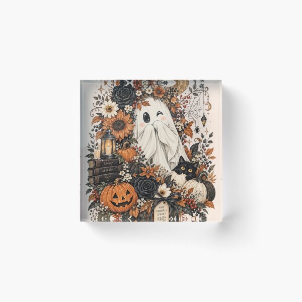Item preview, Floral Ghost, Cute Boho Halloween Fall, Vintage Spooky Ghost with Floral Pattern, Autumn Halloween Gift designed and sold by Quiajia.