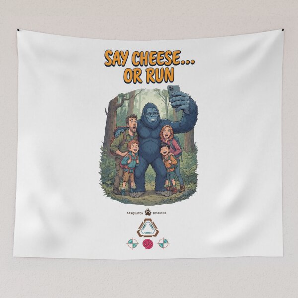 Item preview, SAY CHEESE… OR RUN - Funny Sasquatch Hiking Selfie designed and sold by Whimsy Trail Co.