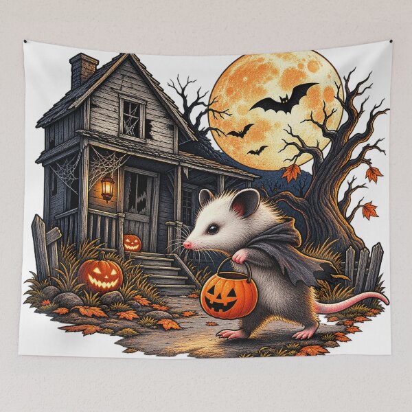 Item preview, Cute Spooky Opossum Halloween Trick or Treat Vintage Design designed and sold by CreativeNest Prints.