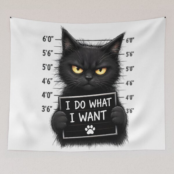 Item preview, Black Cat Mugshot I Do What I Want Funny Quote designed and sold by Pyt27.