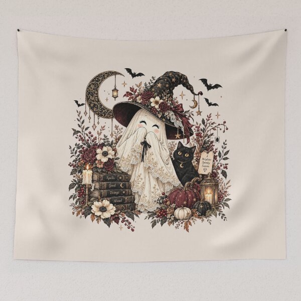Item preview, Floral Ghost, Cute Boho Halloween Fall, Vintage Spooky Ghost with Floral Pattern, Autumn Halloween Gift designed and sold by Quiajia.
