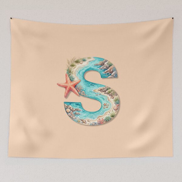 Item preview, Coastal Initial S Beach & Ocean Monogram Design designed and sold by Sea Gem.