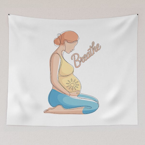 Item preview, Breathe Prenatal Yoga Sun Belly Line Art designed and sold by 108stillness.