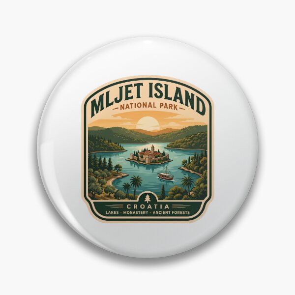 Item preview, Mljet Island National Park Croatia Lake Monastery Vintage Badge designed and sold by LittleArij.