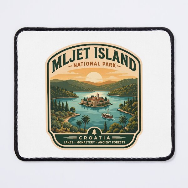 Item preview, Mljet Island National Park Croatia Lake Monastery Vintage Badge designed and sold by LittleArij.
