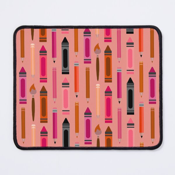 Item preview, Art Class Essentials – Retro Crayons, Pencils & Brushes Pattern | Red designed and sold by Frohyou.
