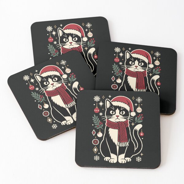 Item preview, Black Cat Santa Hat Red Scarf Ugly Christmas Sweater designed and sold by alenaz.