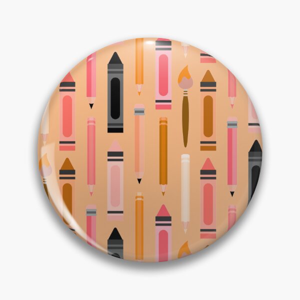 Item preview, Art Class Essentials – Retro Crayons, Pencils & Brushes Pattern | Orange designed and sold by Frohyou.