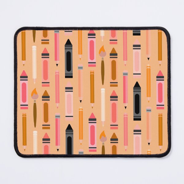 Item preview, Art Class Essentials – Retro Crayons, Pencils & Brushes Pattern | Orange designed and sold by Frohyou.