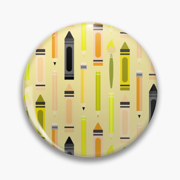 Item preview, Art Class Essentials – Retro Crayons, Pencils & Brushes Pattern | Yellow designed and sold by Frohyou.