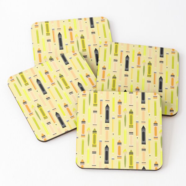 Item preview, Art Class Essentials – Retro Crayons, Pencils & Brushes Pattern | Yellow designed and sold by Frohyou.