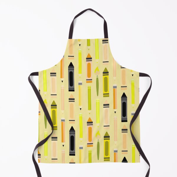 Item preview, Art Class Essentials – Retro Crayons, Pencils & Brushes Pattern | Yellow designed and sold by Frohyou.